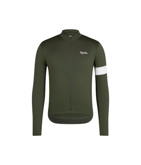 Rapha Men's Core Thermal Long Sleeve Jersey Dark Green/White