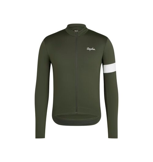 Rapha Men's Core Thermal Long Sleeve Jersey Dark Green/White