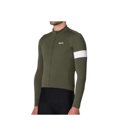 Rapha Men's Core Thermal Long Sleeve Jersey Dark Green/White