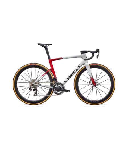 Specialized S-Works Tarmac SL9 - SRAM RED AXS Gloss White Silver Metallic / Gloss Ruby Metallic / Obsidian Metallic
