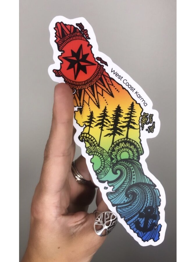 Rainbow Vancouver Island Vinyl Sticker