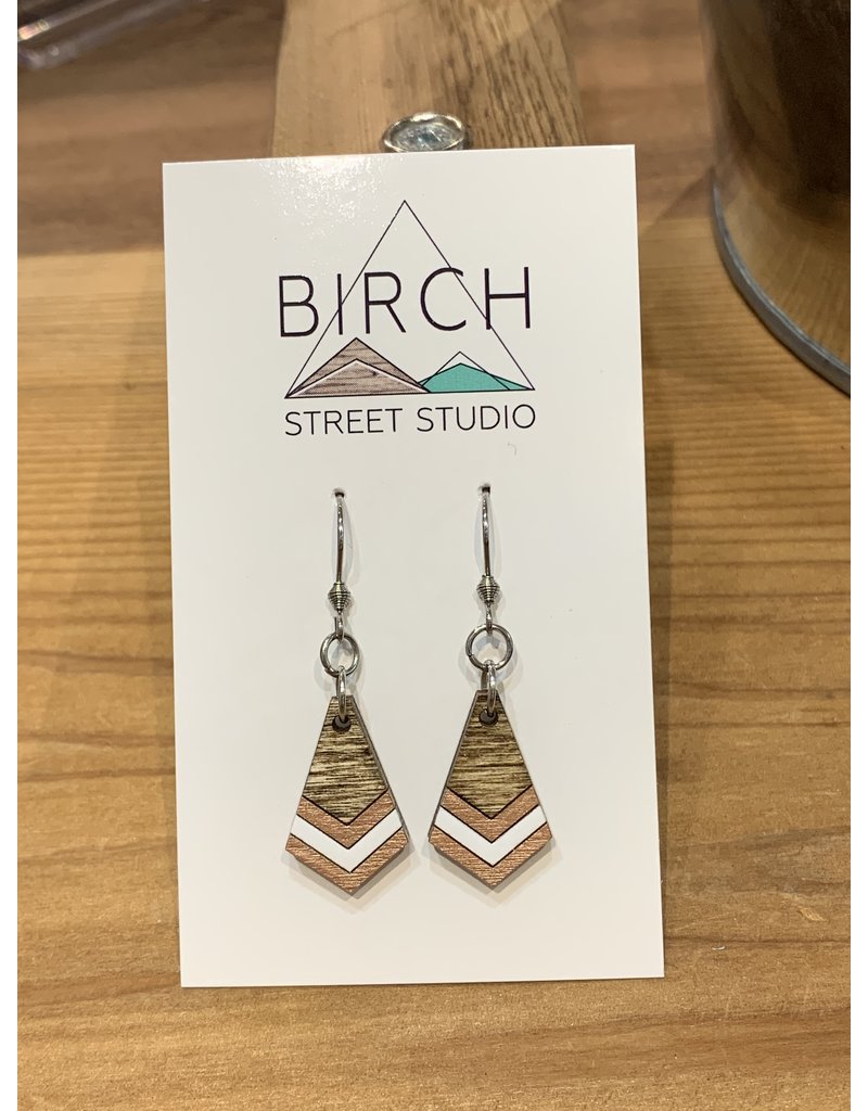 Birch Street Studio Rose Gold/White Boho Chevron Dangles
