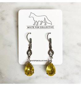 White Fox Collective Vintage Glass Earrings - Yellow