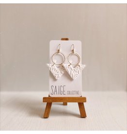 Saige Collective Vivien - White Lace Clay Earrings