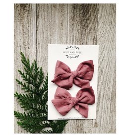 Wild and Free Design Co. Rose Swiss Dot Pigtail Bow Set