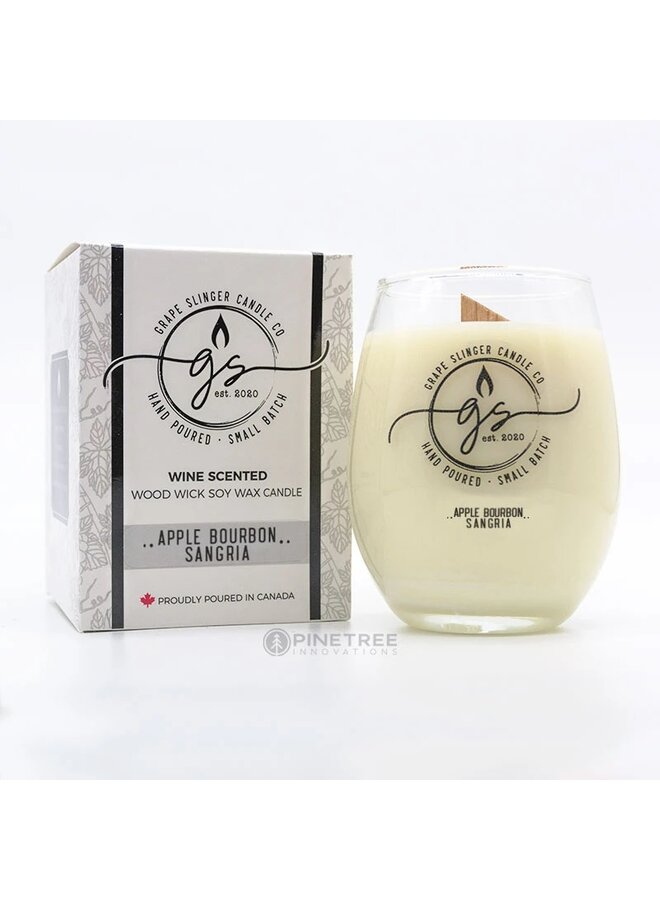 Apple Bourbon Sangria Wine Glass Candle