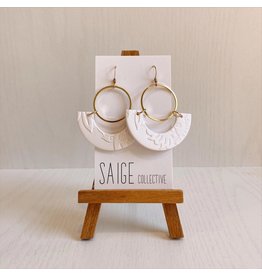 Saige Collective Osiris - White Floral Clay Earrings
