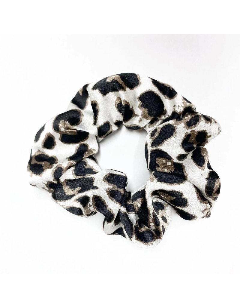 Van Isle Hairstyle Zipper Scrunchie -Leopard Print Satin