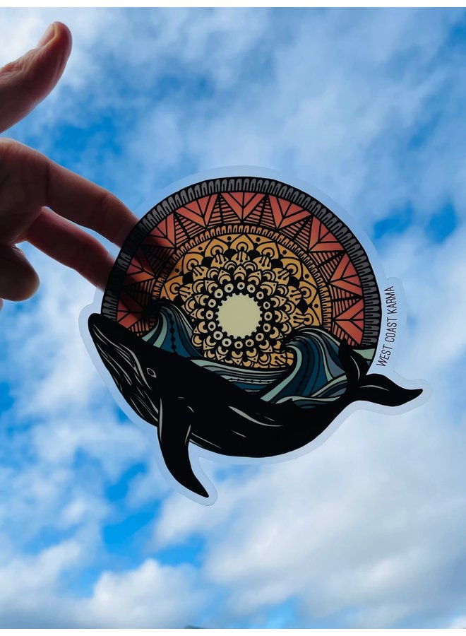 Whale Mandala Sunset Car Decal