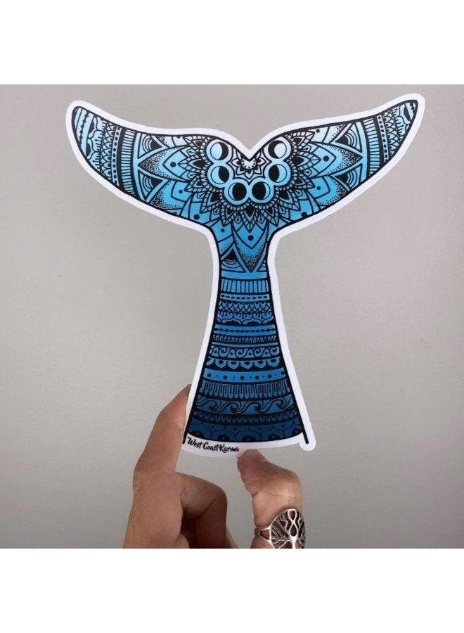 Ombre Blue Whale Tail Vinyl Sticker