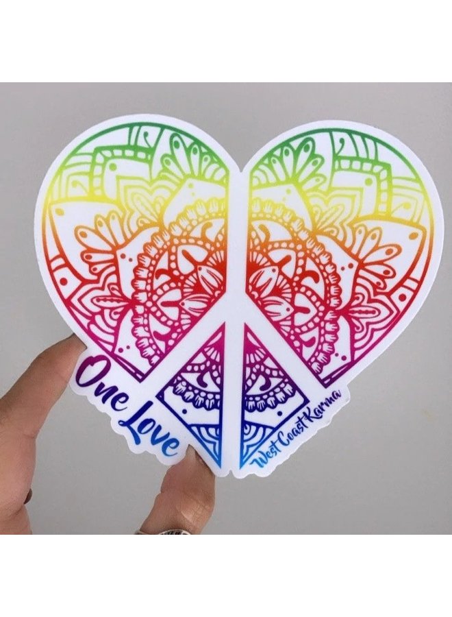 One Love Pride Heart Vinyl Sticker