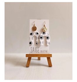 Saige Collective Lucky - White Daisy Clay Earrings