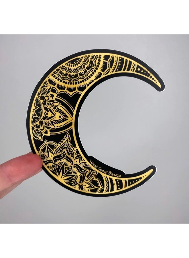 Black & Gold Mandala Moon Sticker