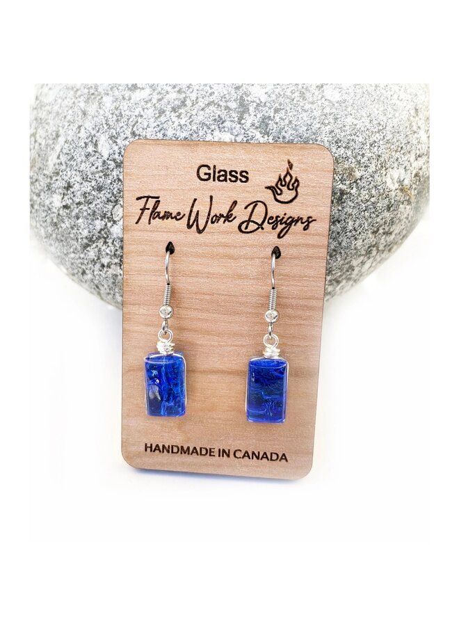 Glass Dangle Earrings - Cobalt Blue