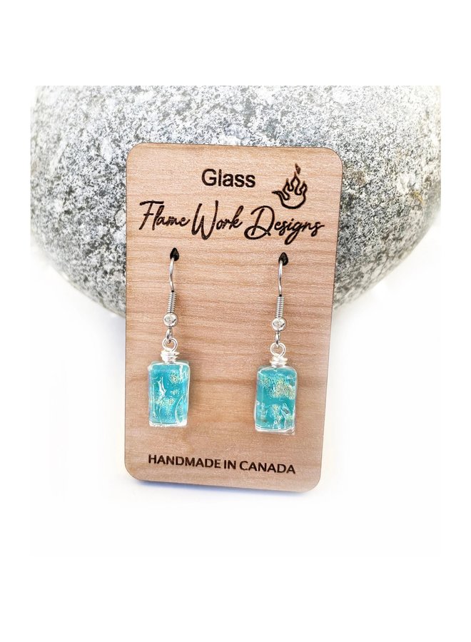 Glass Dangle Earrings - Light Blue