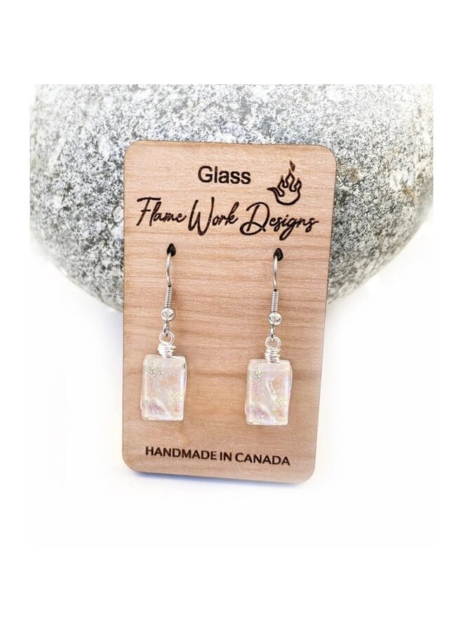 Glass Dangle Earrings - Opal