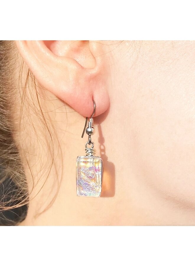 Glass Dangle Earrings - Opal