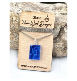 Flame Work Designs Glass Pendant Necklace- Cobalt Blue