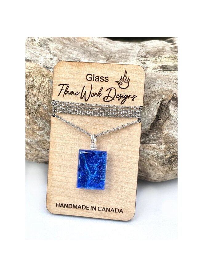 Glass Pendant Necklace- Cobalt Blue