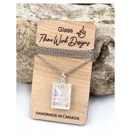 Flame Work Designs Glass Pendant Necklace- Opal