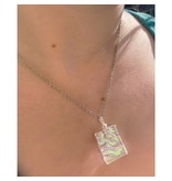 Flame Work Designs Glass Pendant Necklace- Rainbow Clear