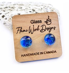 Flame Work Designs Glass Studs - Cobalt Blue 8mm