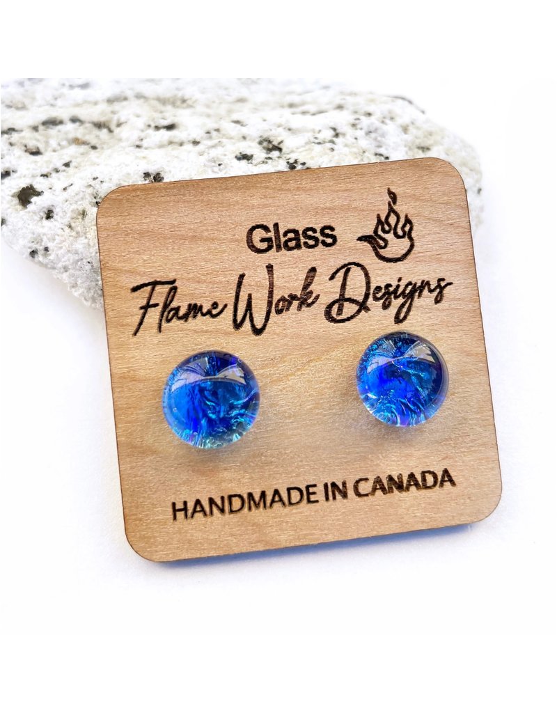 Flame Work Designs Glass Studs - Cobalt Blue 8mm