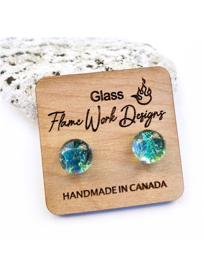 Glass Studs - Sea Foam Green 9mm
