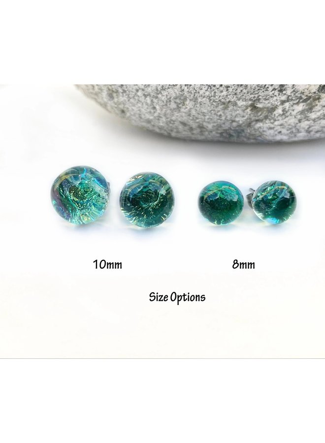 Glass Studs - Sea Foam Green 9mm