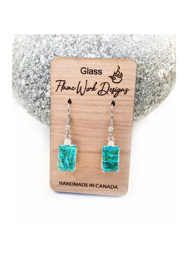 Glass Dangle Earrings - Caribbean Blue