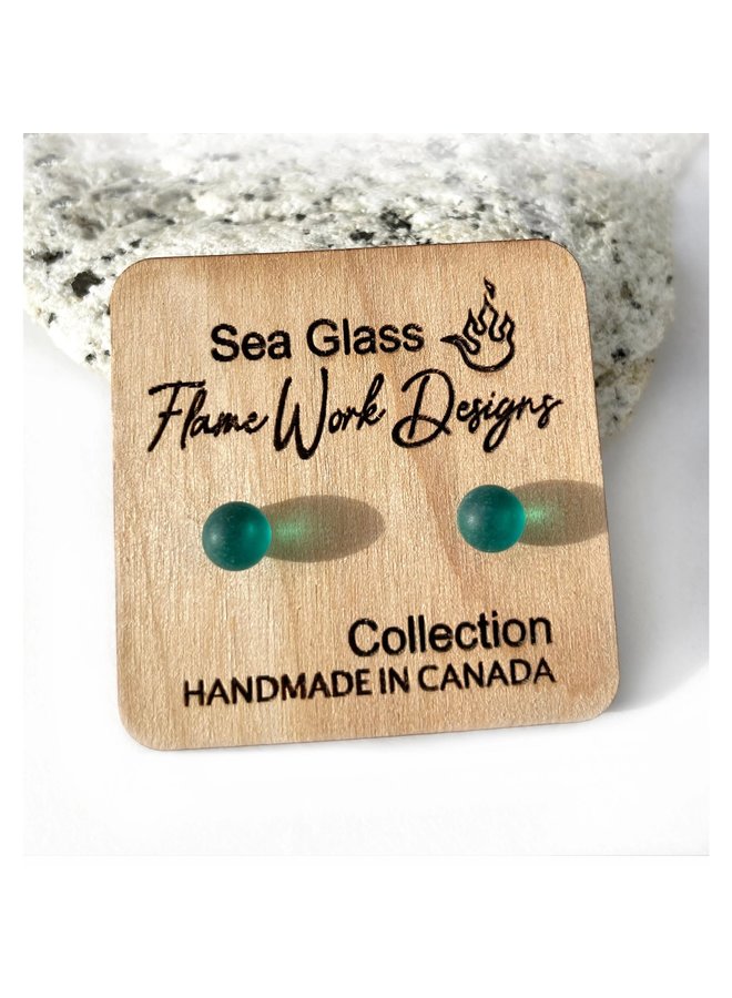 Sea Glass Studs- Teal