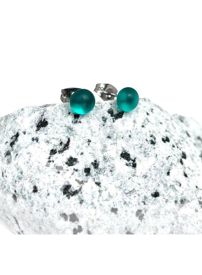 Sea Glass Studs- Teal
