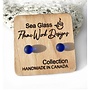 Sea Glass Studs- Cobalt Blue