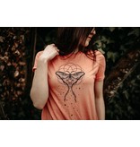 West Coast Karma Seed of life Luna Moth Relaxed Fit Tri Blend Tee in Sunset Coral