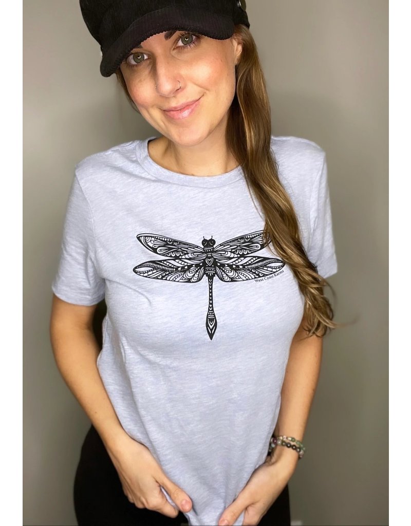 West Coast Karma Dragonfly Relaxed Fit Tee in Prism Blue