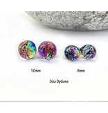 Flame Work Designs Glass Studs - Rainbow Purple 8mm