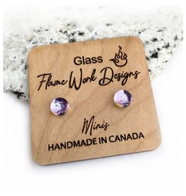 Flame Work Designs Mini Glass Earrings- Purple Pastel