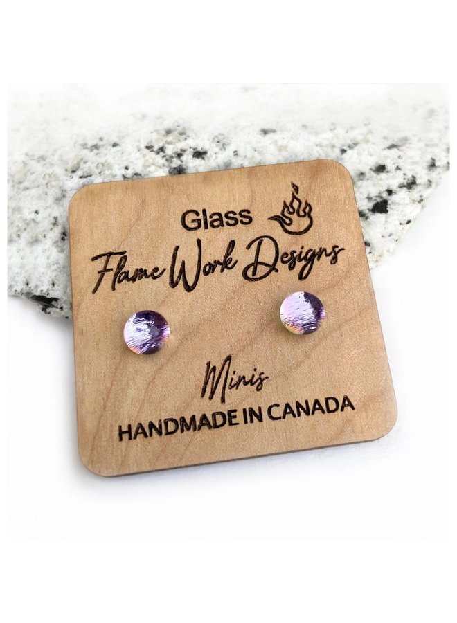 Mini Glass Earrings- Purple Pastel