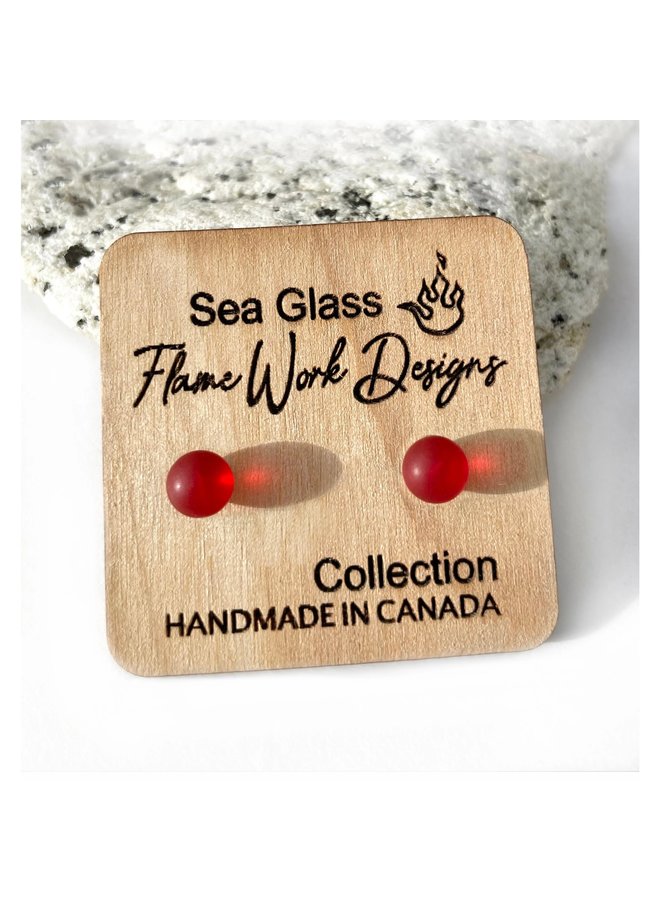 Sea Glass Studs- Red