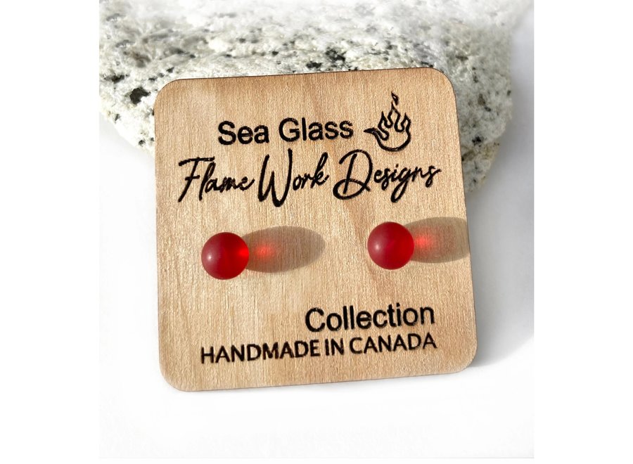 Sea Glass Studs- Red