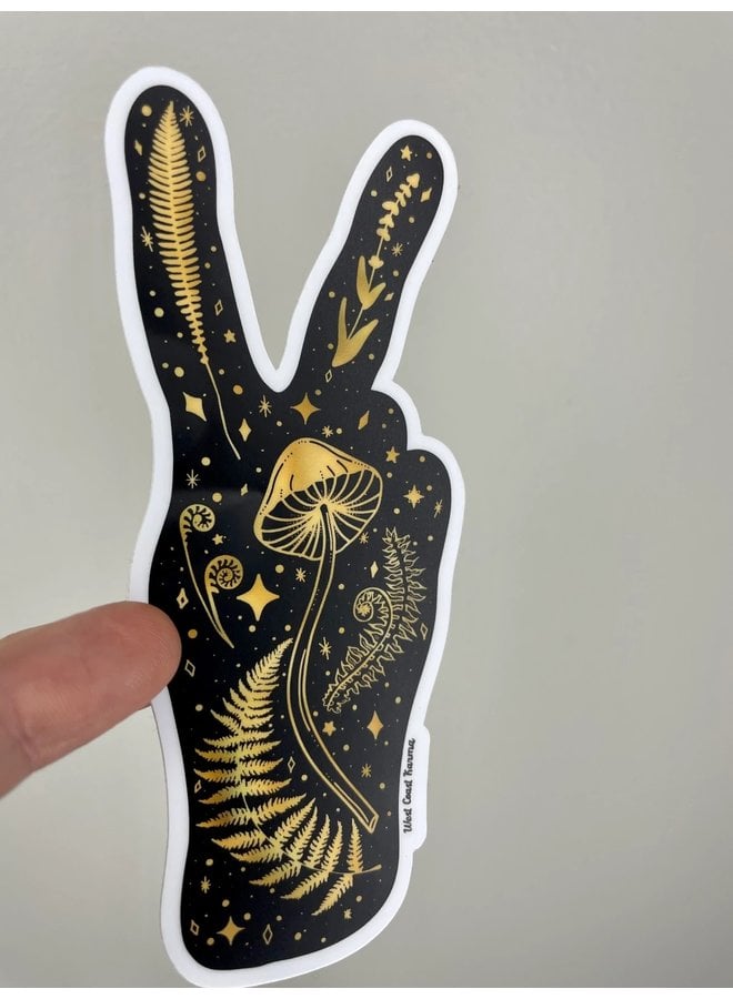 Nature Peace Black & Gold Sticker