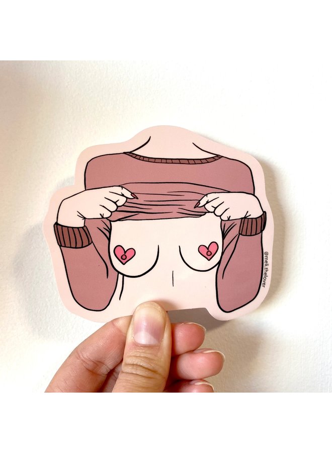 Hearts Boobs Vinyl Sticker