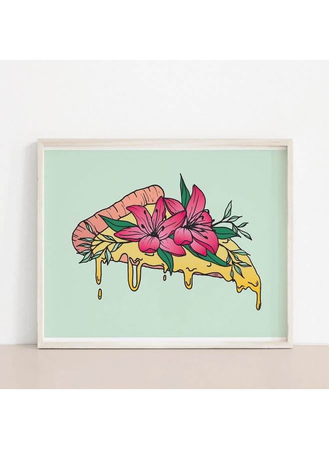 Flower Pizza Mint Art Print