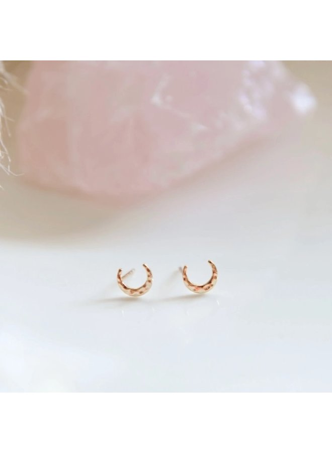 Hammered Crescent Moon Studs