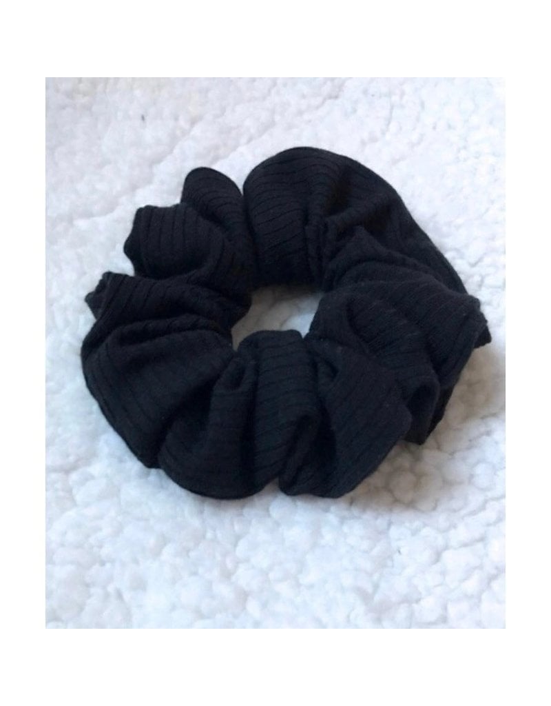 Knot Sew Simple Black Ribbed Scrunchie