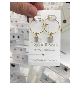 Royce & Oak Clear Quartz Stone Hoop Earrings