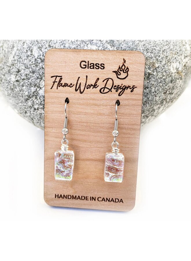Glass Dangle Earrings- Rainbow Clear