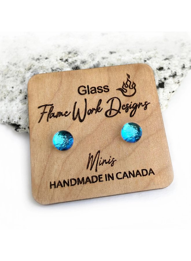 Mini Glass Earrings- Blue Raspberry