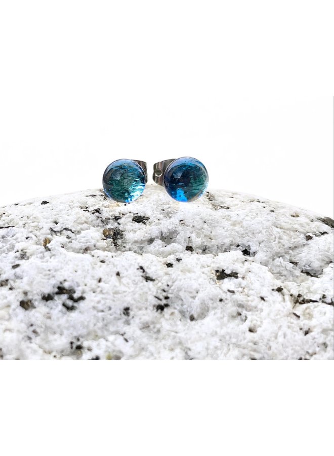 Mini Glass Earrings- Blue Raspberry