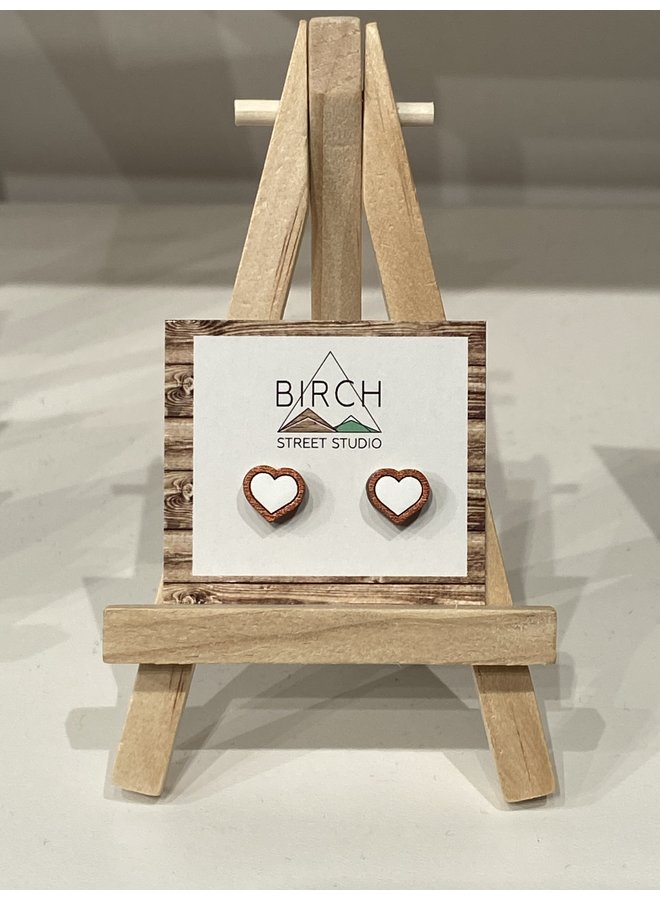Hearts White/Rose Gold Studs